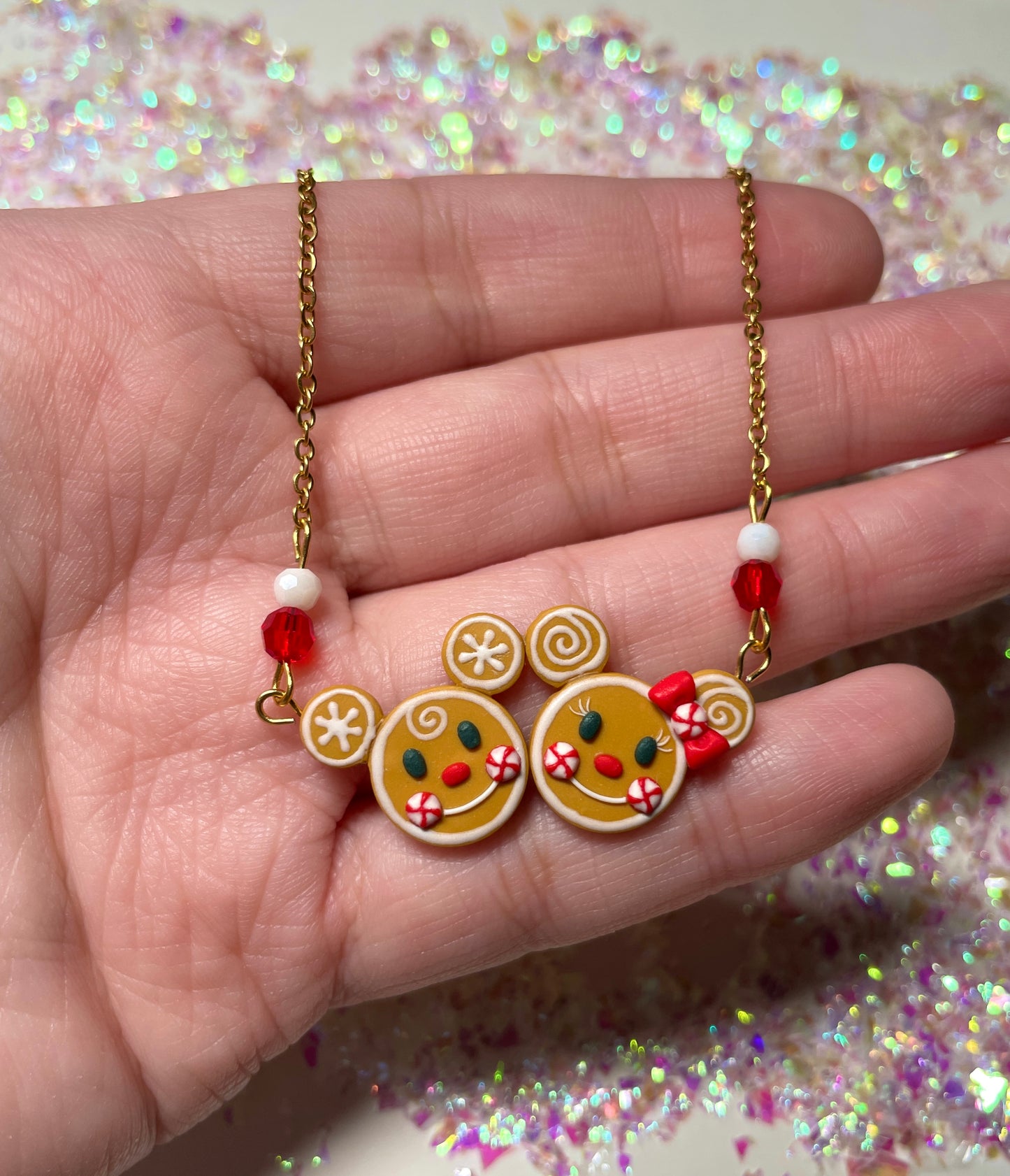 Gingerbread Mice Necklace